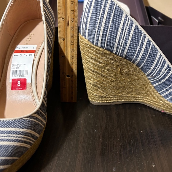 Enzo Angiolini Navy and White Striped “Nautical” Espadrille - Picture 2 of 3